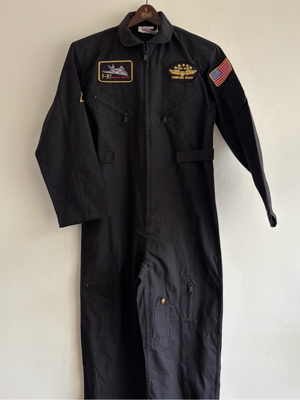 Rothco Black Flight Suit Coverall w/ Aviation Patches YTH L ADLT XS